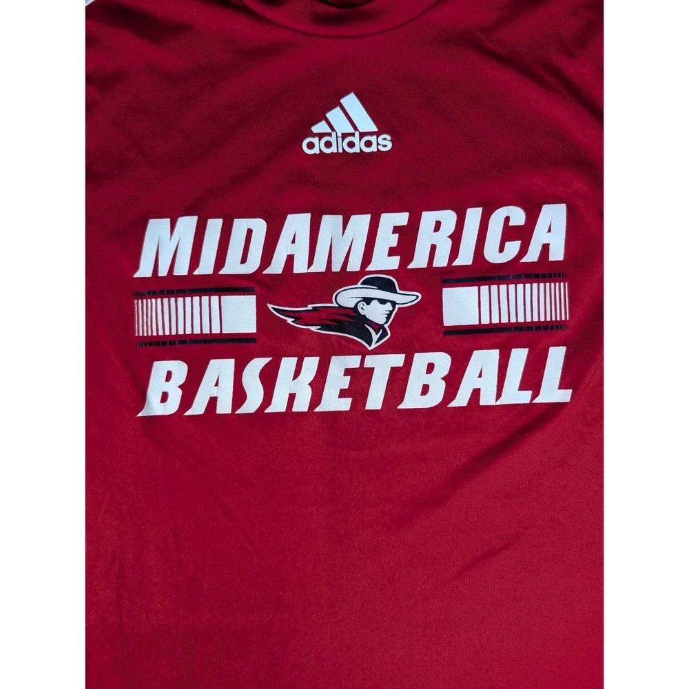 Adidas MidAmerica Nazarene University Pioneers Basketball Red Shirt HG4960 Mens - Picture 7 of 11